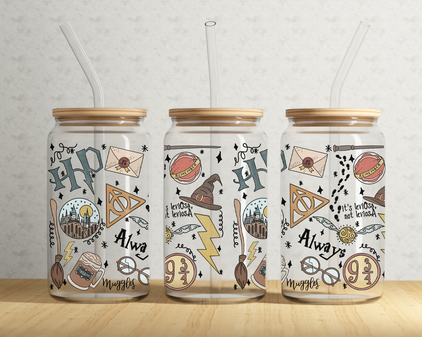 WIZARDS FALL COLLAGE GLASS CUP