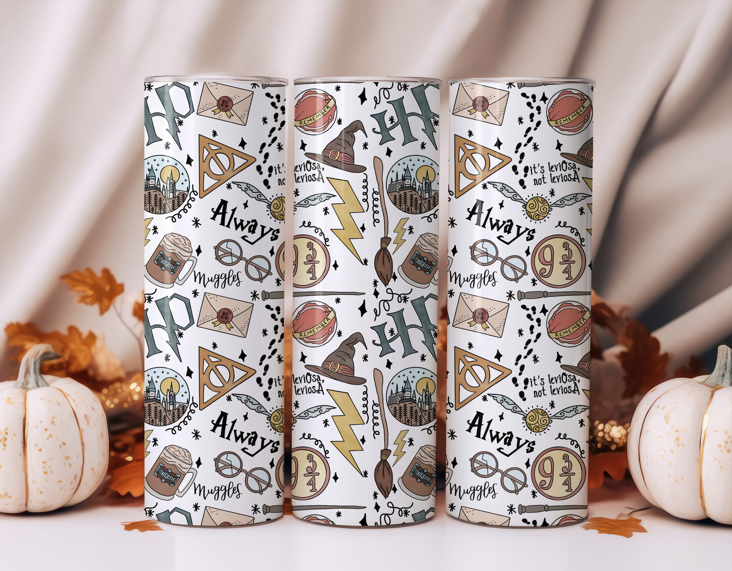 WIZARD FALL COLLAGE TUMBLER