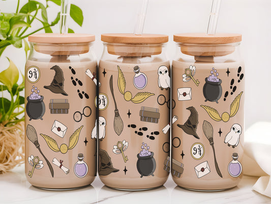 WIZARDS COLLAGE GLASS CUP