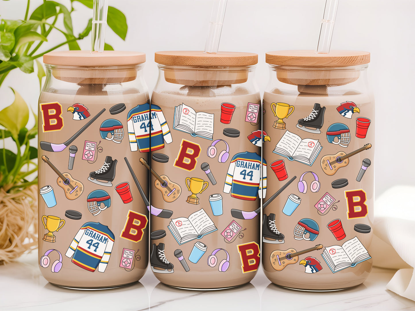 OFF CAMPUS COLLAGE GLASS CUP