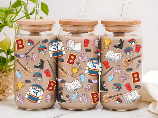 OFF CAMPUS COLLAGE GLASS CUP